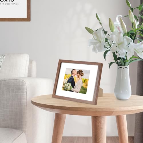 puthiac 4x6 Oak Wood Picture Frame - 4"x6" Photo Frame, 4x6 Picture Frame Wood, Natural Solid Wooden Picture Frames for Wall Art Photo and Prints(1 Pack, Walnut)