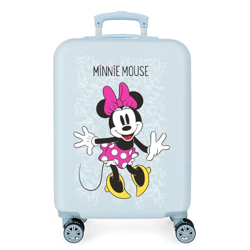 Valise cabine rigide ABS Minnie Disney 55x40x20 cm bleu 34L trolley 4 roues