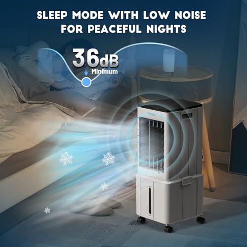 Lifecreek Portable Air Conditioner, 3-in-1 Evaporative Air Cooler with 3.2 Gal Water Tank, Windowless Portable AC Fan with 6 Ice Packs, Remote, 12H Timer, 3 Speeds, 4 Modes for Room Bedroom Office - Image 5