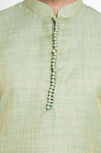 Image of VASTRAMAY Men's Beige Cotton Silk Blend Kurta