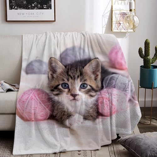 UGZDEA Manta con Estampado de Gato 130x150cm
