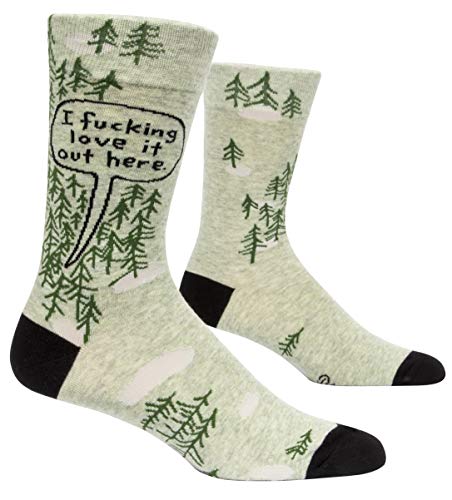 Blue Q Mens Funny Crew Socks - I Fing Love It Out Here