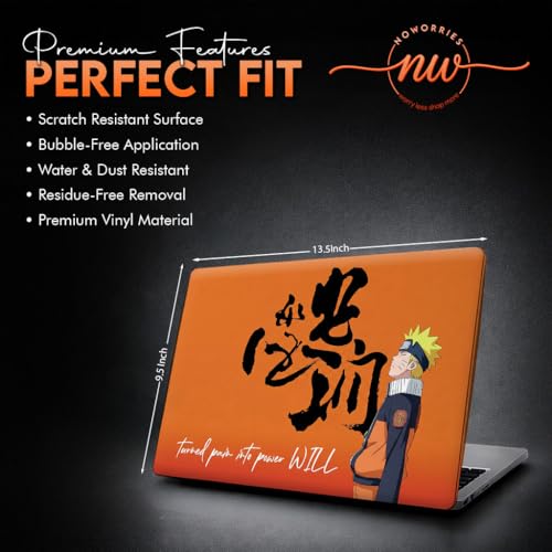 Image of NoWorries Laptop Skin for 15.6 & 14 Inch Laptop | Motivational, Superhero, Sports & Graphic Design Laptop Sticker Wrap | Premium Vinyl Laptop Cover (Naruto, 13.5 x 9.5inches)