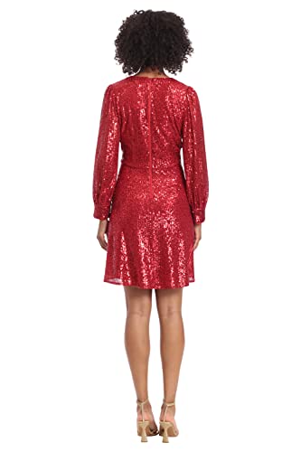 Maggy London Women's Holiday Sequin Dress Event Occasion Cocktail Party Guest Of, Red, 14 #TOP2