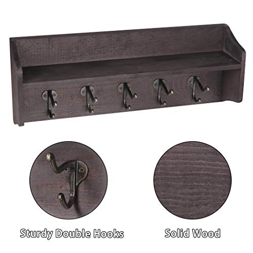 Lavievert Coat Hooks With Storage Shelf Wall-Mounted, Rustic Wood Hanging Coat Rack With 5 Vintage Metal Hooks For Entryway, Living Room, Kitchen, Bathroom #TOP3
