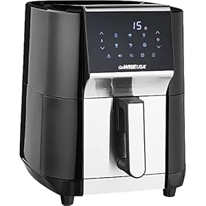 GoWISE USA 7-Quart Air Fryer & Dehydrator – with Ergonomic Touchscreen Display with Stackable Dehydrating Racks with Preheat & Broil Functions + 100 Recipes (Black/Stainless Steel)
