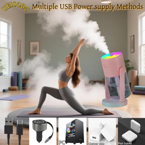 UEISODC Bedroom Humidifier, USB Mini Portable Humidifier with Ultrasonic Nano-Fine Mist, Auto Shut-Off, Rotatable Design, Quiet Operation, and Easy Refilling & Cleaning