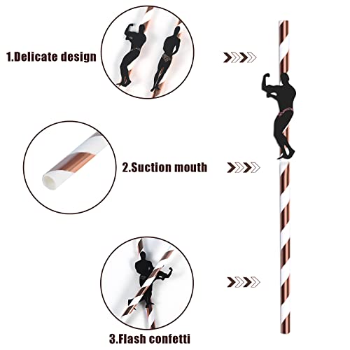 Kinbom Party Straws, 24Pcs Bachelorette Party Straws Confetti Bachelorette Party Supplies Funny Drinking Straws For Adults, Party (Rose Gold) #TOP3