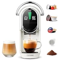 Magician1 Mini Pod Coffee Machines 5 in 1 for Nespresso Original OL, Dolce Gusto, Lavazza A Modo Mio Capsule, ESE 44mm Pads and Espresso Ground Coffee, 20 Bar, 1450W, Hot/Cold Brew for Home & Office