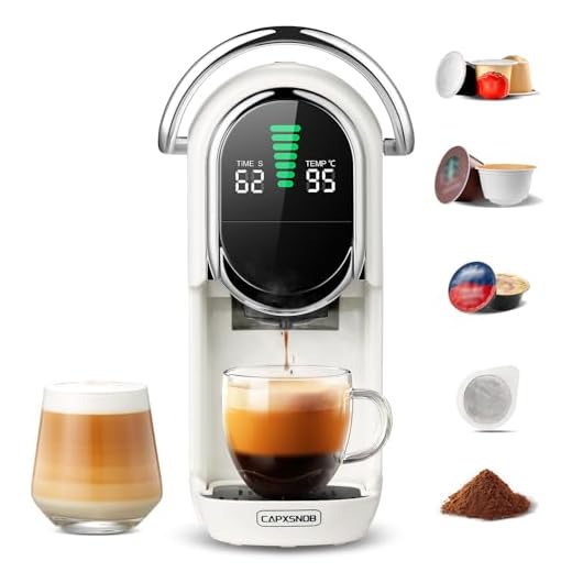 Magician1 Machine à café Capsules pour Nespresso, Dolce Gusto, Lavazza A Modo Mio, Dosettes ESE 44mm et Café Moulu, Température et Taille Tasse Réglable, 20Bar, Cafetière Chaud ou Froid (Blanc)