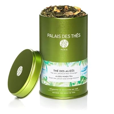 Palais Des Thes - Alizes Winds Tea - Green Tea, Peach & Orange Blossom - Premium Loose Leaf, Serves 20-25 Cups - 3.5oz Tin