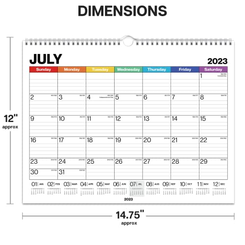 Dunwell Large Wall Calendar 2023-2024 - (Colorful) 15 X 12 Wall Calendar, Jan 2023 To Jun 2024, 12X15 Hanging Calendar Or Monthly Calendar For Desk, 2023-2024 Calendar #TOP2