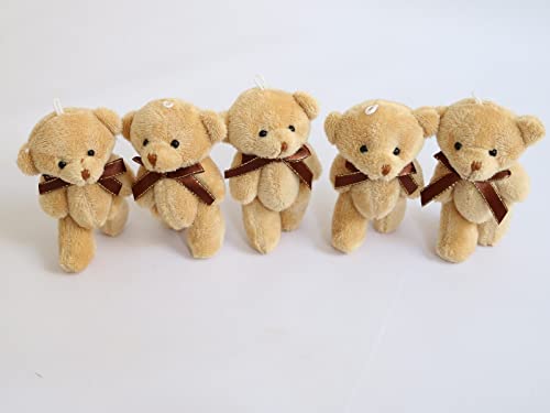 Httxzdq12Cm Bow-Knot Jointed Teddy Bear Doll Gift For Party Wedding Bouquet Decorations Mini Bear Toy Diy Accessory (10 Pcs Bear) (Brown) #TOP2