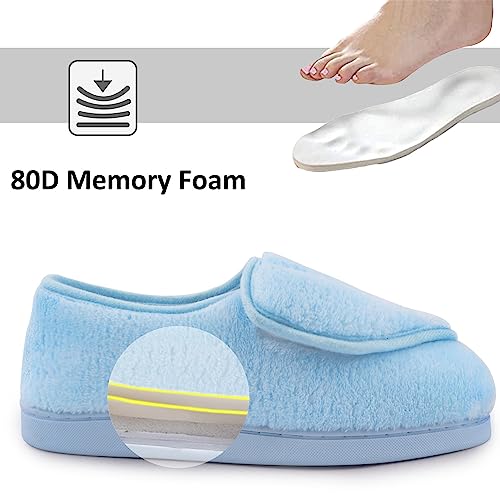 Git-Up Women Diabetic Slippers Arthritis Edema Memory Foam Closed Toed Slippers, Blue, 10 D(M) Us #TOP3