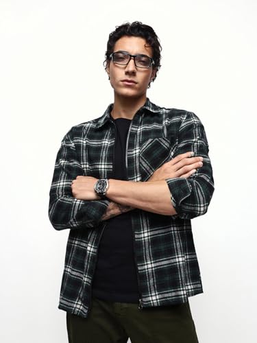 Image of Dennis Lingo Men's Flannel Checks Spread Collar Relaxed Fit Casual Shirt