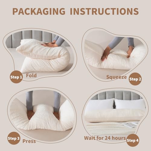 WhatsBedding Memory Foam Body Pillow with Plush Fuzzy Cover, Full Body Pillow for Adults, Long Pillow for Sleeping, Soft Pillow Fluffy Supportive