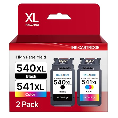 PG-540XL CL-541XL High Yield Twin Pack Ink Cartridges Replacement for Canon 540XL 541XL Ink for Canon Pixma MX475 MX525 MG3650S MG3600 MG3250 MG2150 MG3100 MG3550 TS5150 Printers（Black and Colour）
