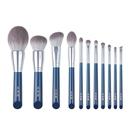 Pinceaux de maquillage bleu ciel 11 pièces en fibre synthétique haute densité