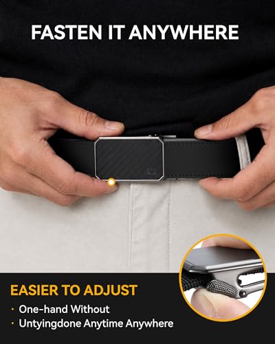 Image of CHAOREN Leather Ratchet Belt men 1 3 /8 inch | For Dress Pants - Micro Adjustable Belt Fit Everywhere