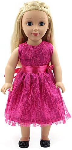 18 inch Doll Clothes Red Sleeveless Lace Dress Set for Girl Dolls
