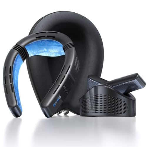 TORRAS Portable Neck Fan Rechargeable, Neck Cooler with Cooling Plate, 2026 COOLiFY Cyber Fold Bladeless Personal Air Conditioner & Warmer, 6000mAh AI Quiet Wearable Fan for Travel Women & Men, Black