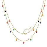 WOWORAMA Christmas Light Necklace for Women Colorful Long Christmas Light Bulbs Necklace Acrylic Chr