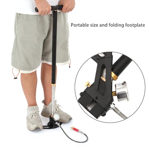 JF HOME BLISS Stirrup Pump 6000psi High Pressure Hand Pump 3 Stage PCP Air Rifle Pump with Oil and Water Separator Ergonomic Stirrup Design for Camping, Motorcycles and Automotive Tires - Image 7