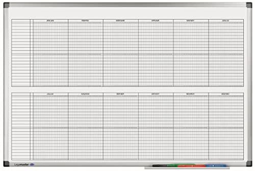 Legamaster 7-414000 Premium Projektplaner, UV-gehärtetes Whiteboard; Jahresplaner im Halbjahresformat mit 20 Zeilen, 90 x 60 cm