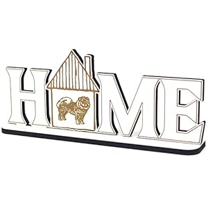 Deco Home staander hout – Chow Chow – 28 x 12 cm houten decoratie om neer te zetten letters belettering woonkamer…