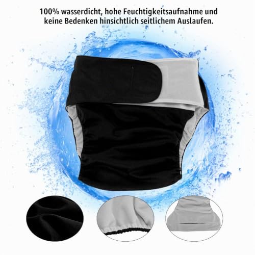 DEWIN Windeln für Erwachsene Männer, Windeln für Erwachsene Stoffwindel Wiederverwendbar Waschbar Verstellbare Große Windel (Schwarz)