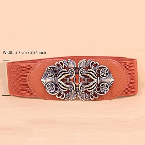 Retro Wide Cinch Belt Womens Corset Cinch Waist Band Vintage Bandage Elasticity Girdle Wrap Gothic Elastic Waist Belt with Hook Buckle for Costume – Brown Bronze3