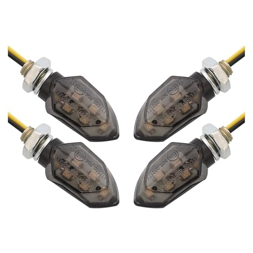Clignotant pour moto 5LED 12V ambre, indicateurs avec lentille de fumée et deux fils (4 pièces)