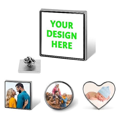 Custom Lapel Pins Bulk Personalized Photo Button Design Your Own Picture Text Logo Badge For Hat Backpack Clothing Decoration Business Wedding Gift,Square