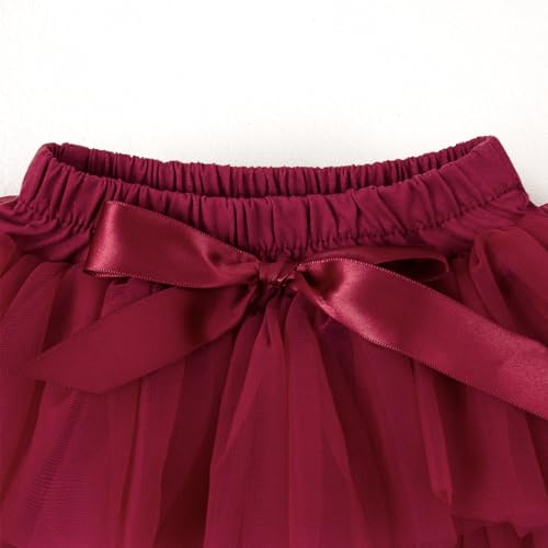 Image of 6M-3T Infant Baby Girl Tutu Skirt Toddler Girls Solid Color Tulle Skirts Birthday Outfits with Headband
