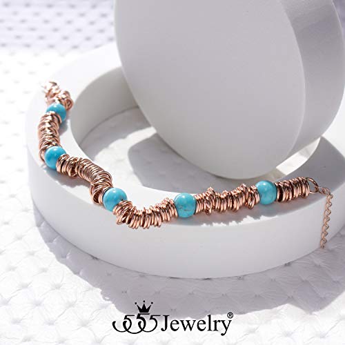 Image of 555Jewelry Stainless Steel Extendable Charm Discs & Beads Bracelet for Women