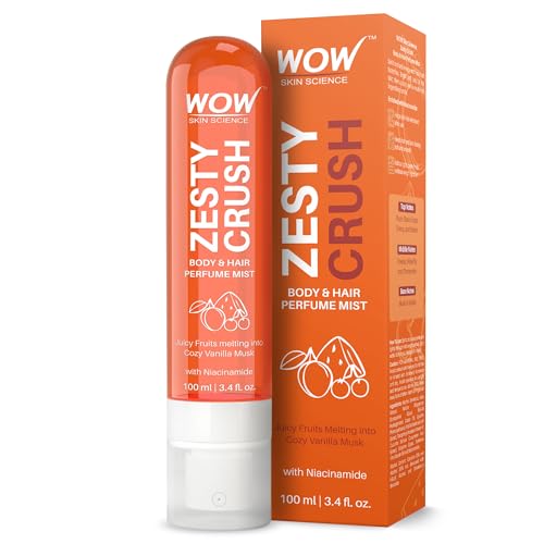 Image of WOW Skin Science Zesty Crush Unisex Body & Hair Perfume Mist | Juicy Fruity Vanilla Musk Fragrance with Niacinamide | Lightweight, Skin-Close Scent for Men & Women | Playful Everyday Perfume Mist | 100 ml