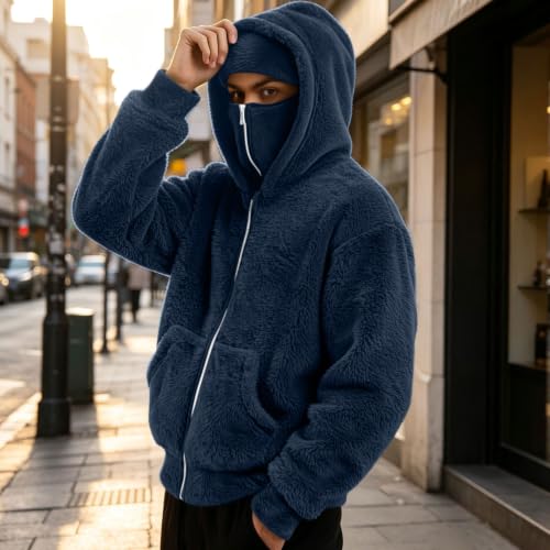 Zip up Hoodie for Men Casual Fleece Fuzzy Coats Soft Warm Outwear - image 4