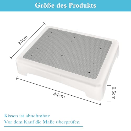 YHANEC Trittstufe Indoor & Outdoor, Steighilfen für ältere Menschen, Fußstützen mit Rutschschutz, Hocker und Aufstiegshilfe für Bad, Küche & Türschwellen 44 x 34 x 9.5 cm