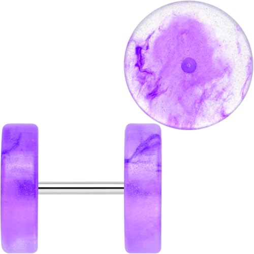 Body Candy Unisex 2PC 00G Look Stainless Steel Illusion Cheater Plug Earrings Two Tone Purple Glow in the Dark Fake Ear Plugs Gauges