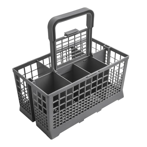 Grey 7-compartment dishwasher basket for silverware compatible with most brands - GE Whirlpool Samsung Bosch Maytag KitchenAid Kenmore