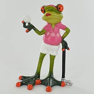 Comical Frogs - She Can Golf Joke Present Home Decor Novelty Gift H13.5cm