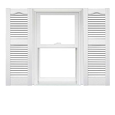 Mid America Open Louver Vinyl Shutters (1 Pair) - 14.5 x 60 001 White