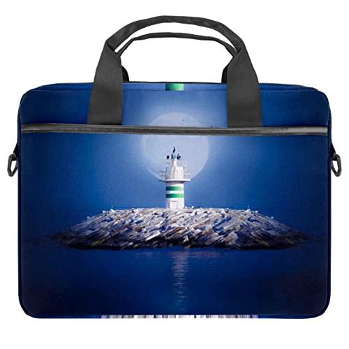 Sac bandoulière bleu pour ordinateur 13 à 14.5 pouces motif phare océan