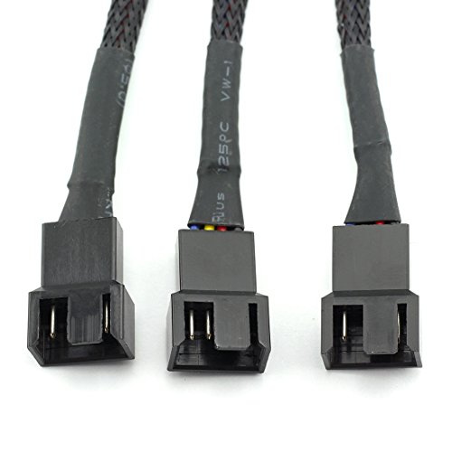 Dzs Elec 4Pin 1 To 3 Ways Pwm Fan Splitter Cable Black Sleeved Fan Power Extension Cable 4Pin Female To 3X 4Pin Male 27Cm/10.5 Inches #TOP5