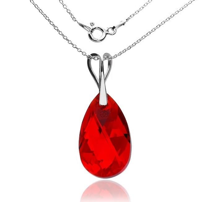 Collier cristal Red Siam ARANDE et chaîne argent 925, le cadeau idéal unique avec certificat
