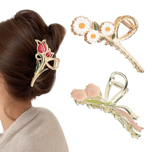 Set de 3 Pinzas Florales de Metal Multicolor para Cabello miniatura 2