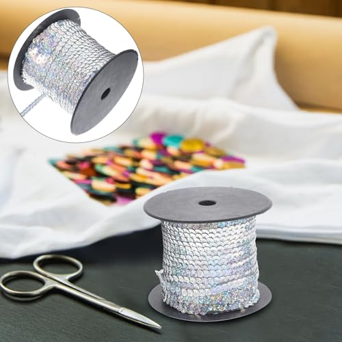 Lentejuelas de PVC plateadas redondas para coser y manualidades en pack de almacenamiento 4
