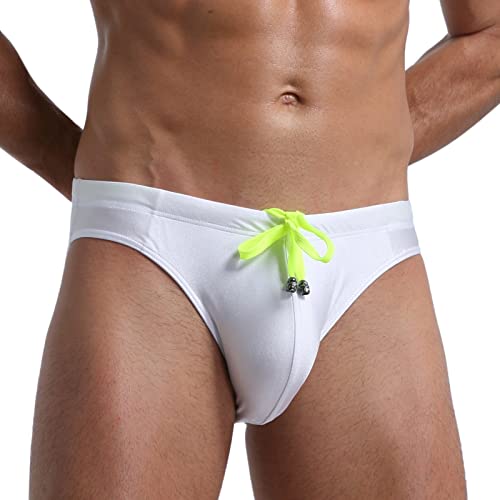 Bañador Slip Hombre Natacion Bañadores Slips de Secado Rápido con Protrector Acolchado Negro Traje de Baño de Natación Triángulo Transpirable con Cordón Ajustable Swimming Calzoncillos Piscina