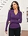 Meetrendi Womens Long Sleeve V Neck Polo Shirts Business Casual Collared Work Top Slim Fitted Basic 2025 Fall Outfit Deep Purple