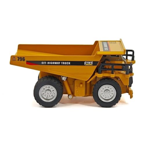 Image of EXOMOON Mini RC Alloy Dump Truck | 1 /64 2.4G Remote Controlled Engineering Vehicle for Kids | LED Lights Sound Two Speed Desktop Toy Model